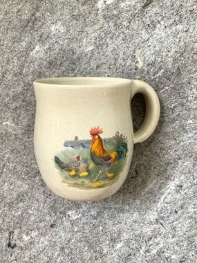 Yesteryears rooster hand turned ceramic mug made in USA Marshall Texas